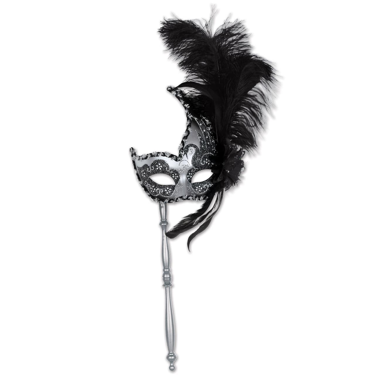 Beistle Adult Black Feather Costume Mask with Stick